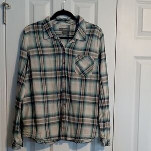 Natural Reflections Green and Blue Plaid Shirt